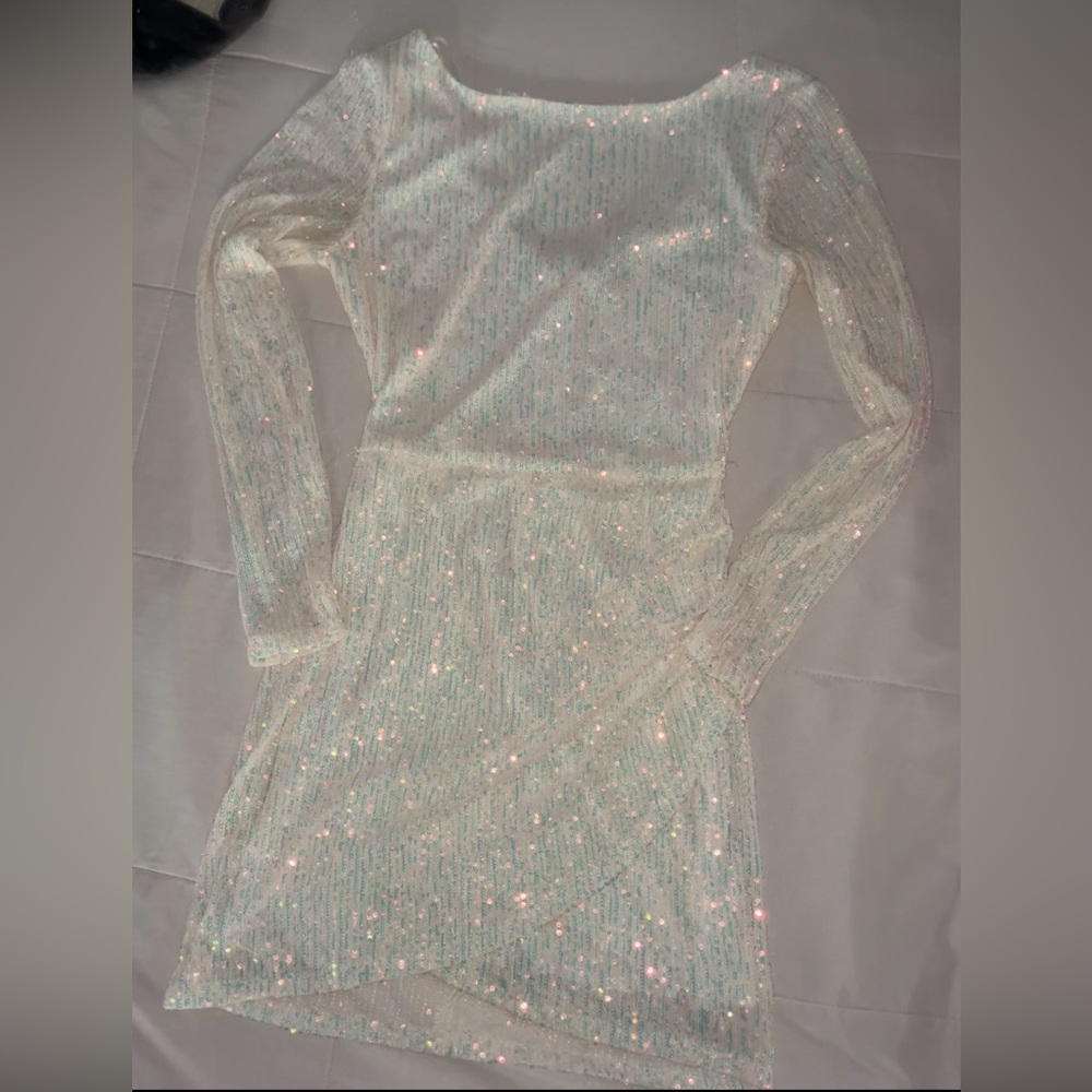 Elegant Sequin White Dress